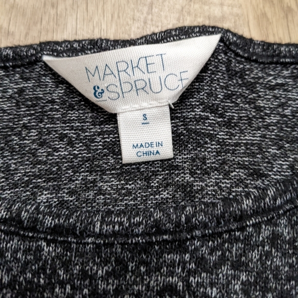 Market and Spruce Black and Brown Color block Long Sleeve Blouse Faux Wrap - Picture 3 of 6